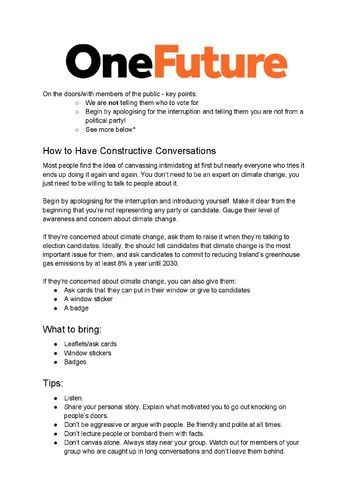 One Future Canvassing Guide